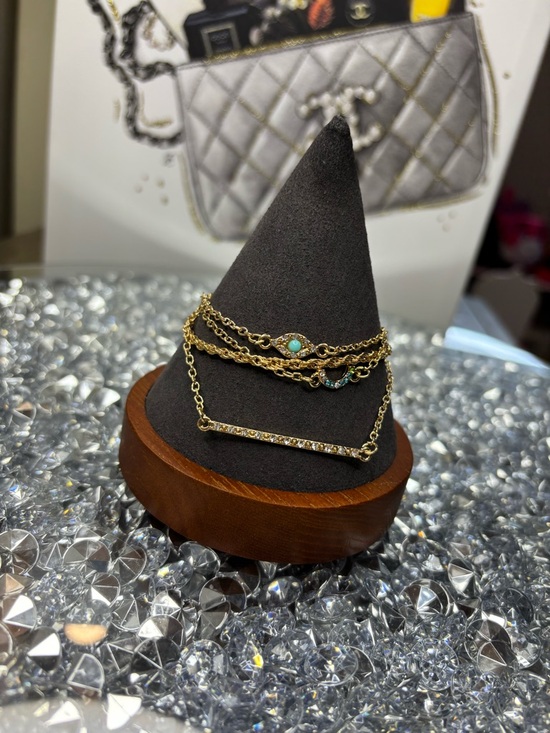 Jewelry - Gold Multi-Layer Chain Bracelet with Turquoise Accents